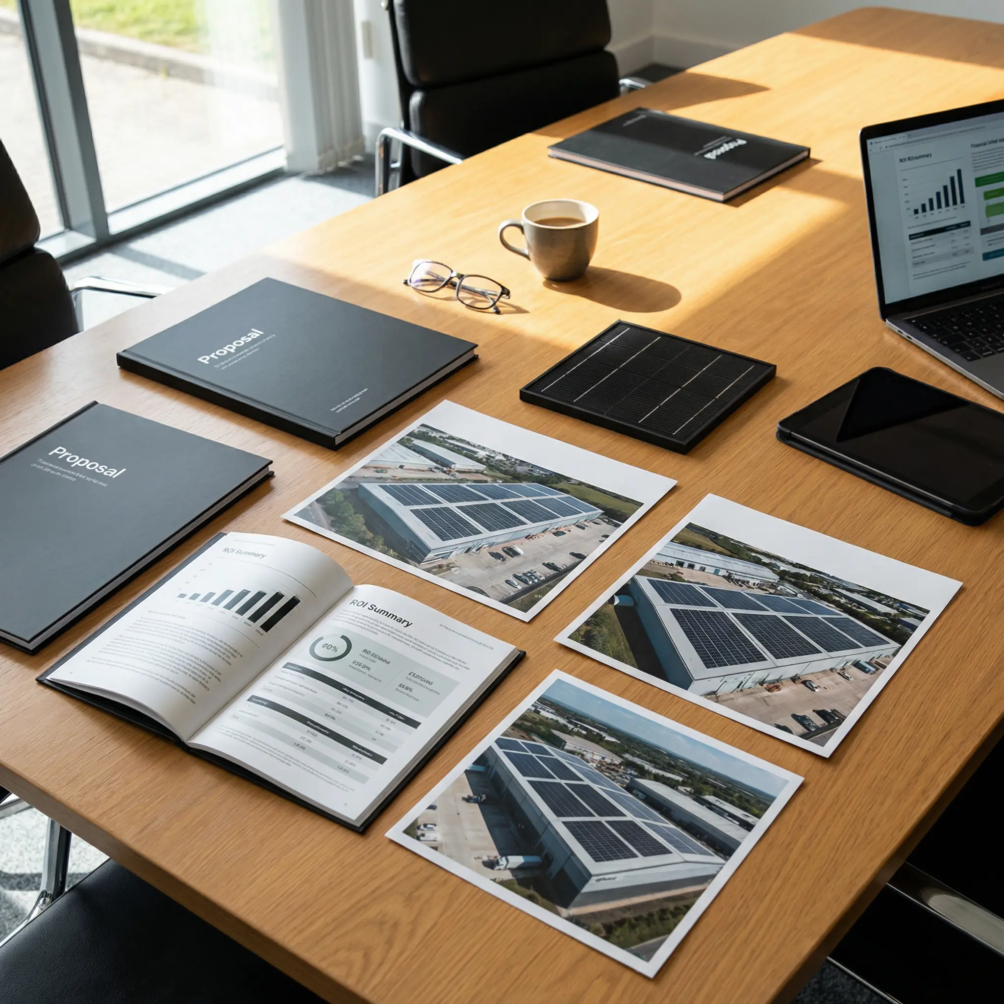 Professional meeting room with business proposal