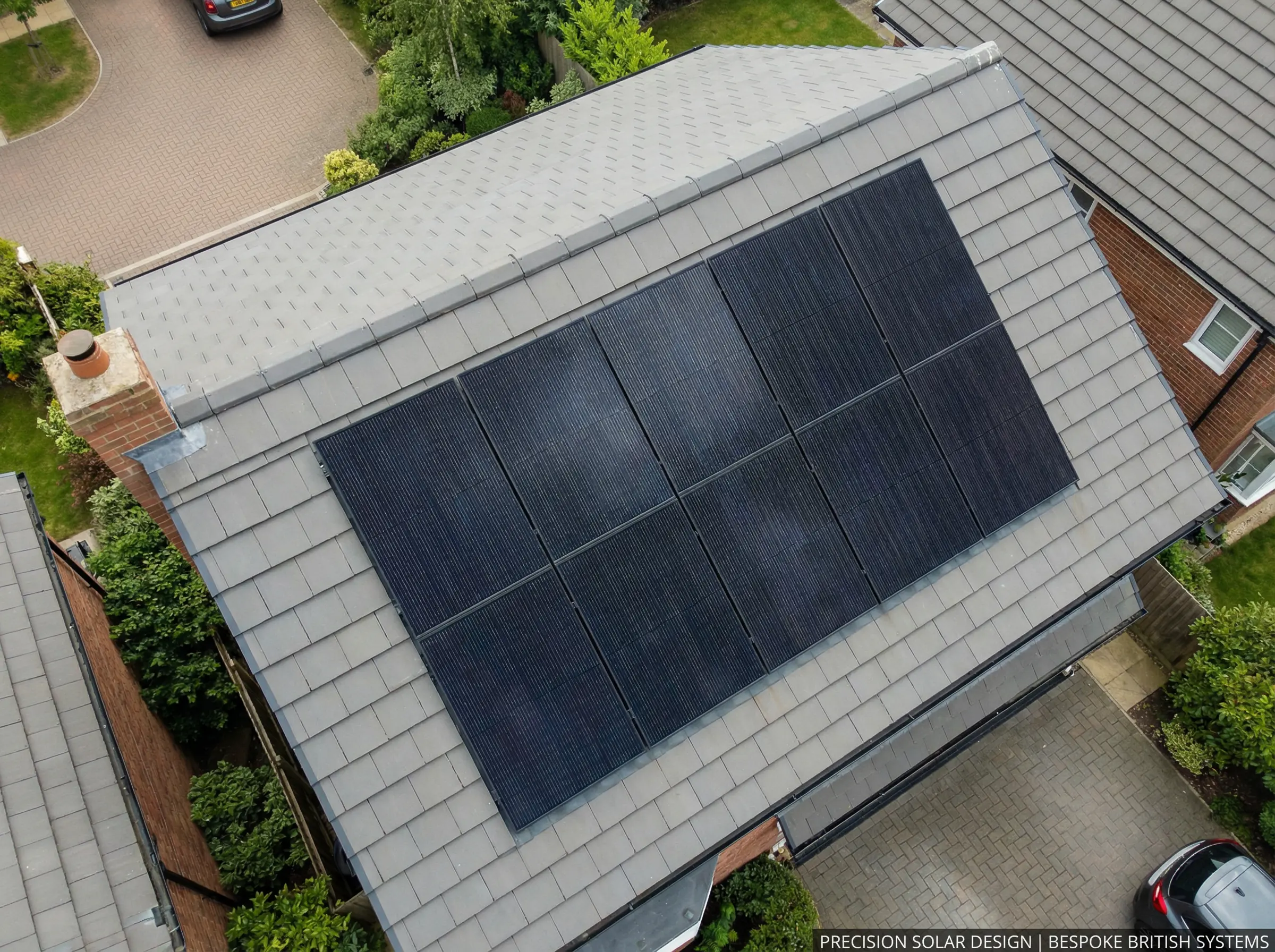 Aerial roof view with panel layout