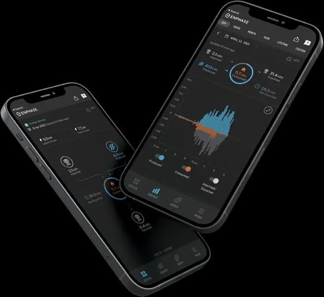 Enphase app premium dark interface with panel-level monitoring
