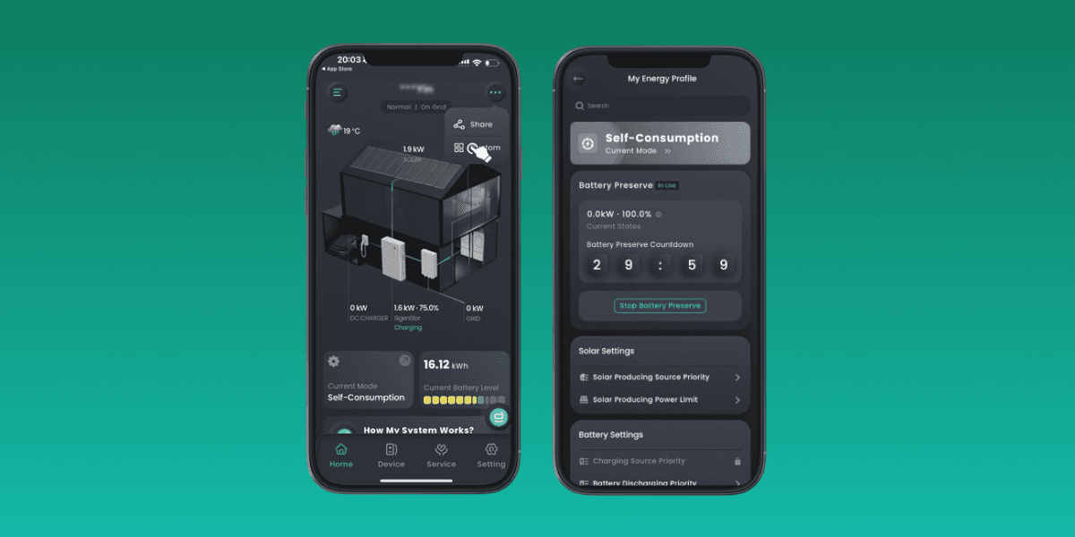 Energy dashboard showing real-time generation